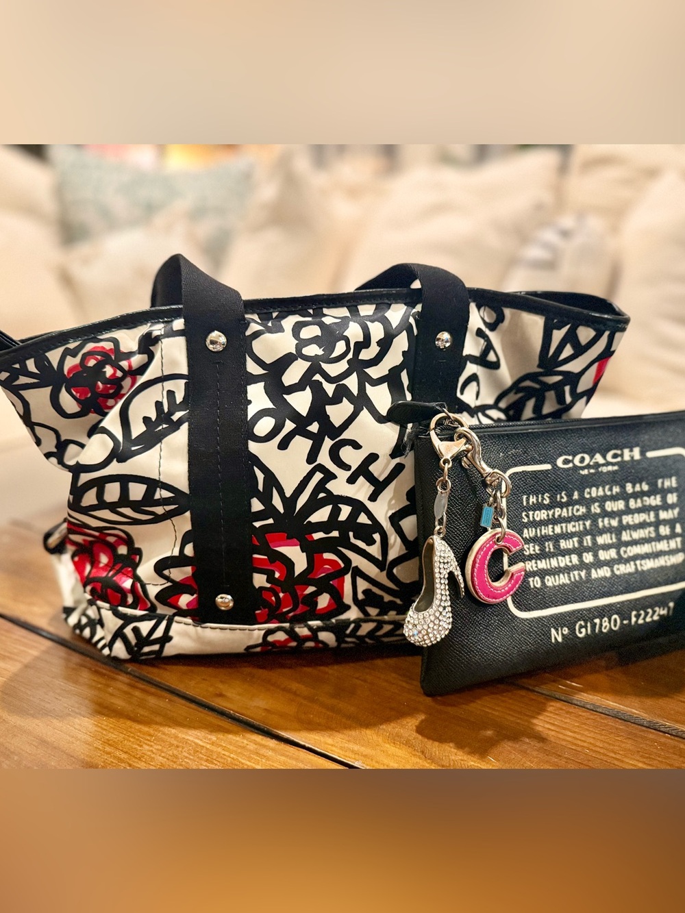 COACH Floral poppy Graffiti tote bag!